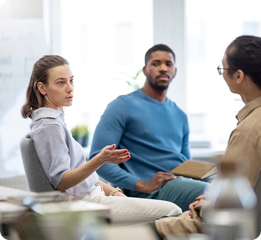 Mental health professional with patient