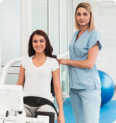 Therapist helping patient